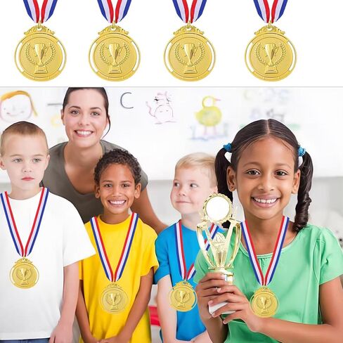 15 قطعة ميداليات جائزة الذهب الميداليات مع قلادات الشريط للرياضة والألعاب والمنافسة ومكافآت الطلاب وعروض المواهب والحفلات والأسلوب الأولمبي ، 2 بوصة in Kuwait