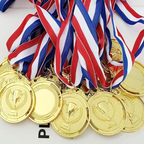 15 قطعة ميداليات جائزة الذهب الميداليات مع قلادات الشريط للرياضة والألعاب والمنافسة ومكافآت الطلاب وعروض المواهب والحفلات والأسلوب الأولمبي ، 2 بوصة in Kuwait