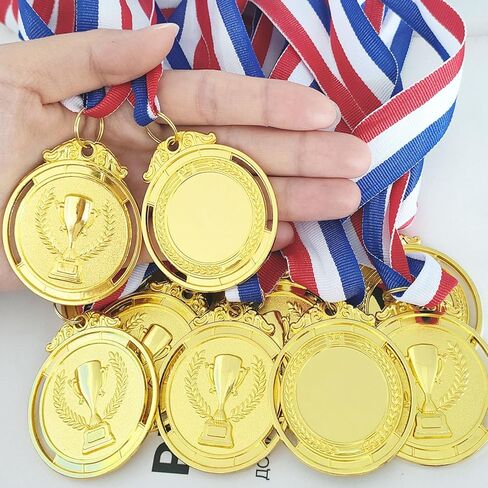 15 قطعة ميداليات جائزة الذهب الميداليات مع قلادات الشريط للرياضة والألعاب والمنافسة ومكافآت الطلاب وعروض المواهب والحفلات والأسلوب الأولمبي ، 2 بوصة in Kuwait