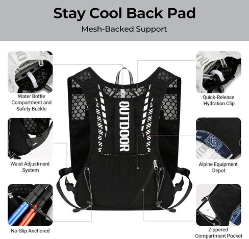 ترطيب الجري مع السترة مع 1.5 لتر من المثانة المائية لحقائب المشي لمسافات طويلة ، سترة السلامة العاكسة للرجال والنساء ، معدات ماراثون قابلة للتعديل خفيفة الوزن لركض درب in Kuwait