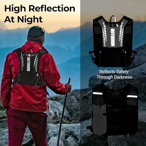 ترطيب الجري مع السترة مع 1.5 لتر من المثانة المائية لحقائب المشي لمسافات طويلة ، سترة السلامة العاكسة للرجال والنساء ، معدات ماراثون قابلة للتعديل خفيفة الوزن لركض درب in Kuwait