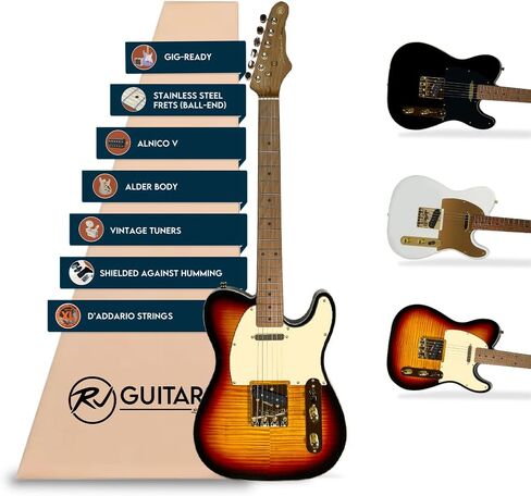 Gigline Broadcaster SE Plus Electric Guitar T-Style Adult Full Size, Alder, Stainless Steel Frets (Ball End), Bone Nut, Wilkinson Bridge, Roasted Maple Neck, Flame Maple Top, Sunburst in Saudi Arabia