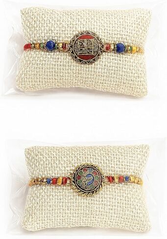 Elegant Silver Chain Rakhi with Red Swastik Motif – Oval Pendant Stainless Steel Rakhi Bracelet for Brother | Raksha Bandhan Religious Gift (1 Piece) in Saudi Arabia