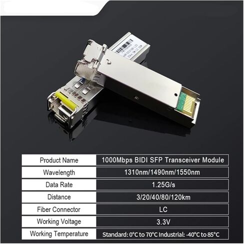 1Gb Module Fiber Optical Transceiver 1310nm 1490nm 1550nm Fiber Single Module 3-80km Compatible Switch(120KM LC SFP Module) in Kuwait