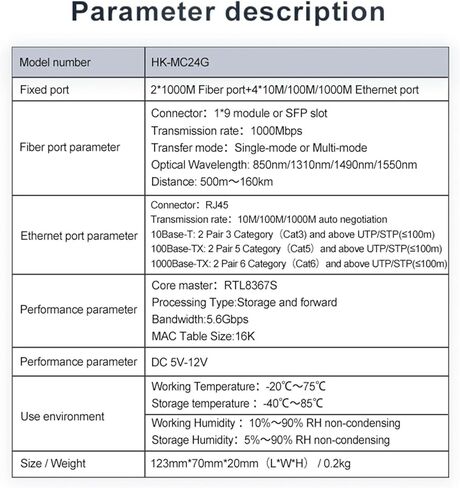 1000/*M 2 Fiber 4 RJ45 Optical Media Converter Transceiver Optic Network Switch 20KM s-f.p Gigabit Switch(with SFP Module) in Kuwait