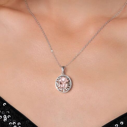 GEM Stone King 925 Sterling Silver 10x8mm Oval Gemstone Necklace | قلادة قلادة رئيسية يونانية للنساء | بسلسلة فضية 18 بوصة in Saudi Arabia