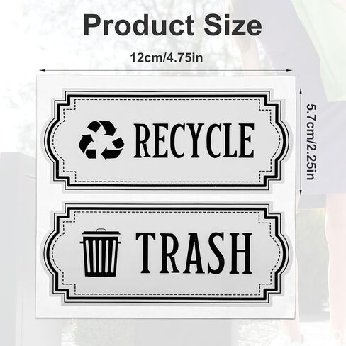 8Pcs Trash and Recycle Stickers,Recycle Stickers for Trash Bins Waste and Recover Decals Garbage Can Indoor Outdoor Garbage Can Home Office Kitchen Apartment Hotel in Kuwait
