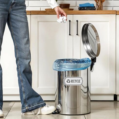 8Pcs Trash and Recycle Stickers,Recycle Stickers for Trash Bins Waste and Recover Decals Garbage Can Indoor Outdoor Garbage Can Home Office Kitchen Apartment Hotel in Kuwait