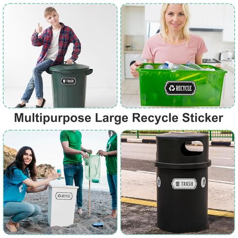 8Pcs Trash and Recycle Stickers,Recycle Stickers for Trash Bins Waste and Recover Decals Garbage Can Indoor Outdoor Garbage Can Home Office Kitchen Apartment Hotel in Kuwait