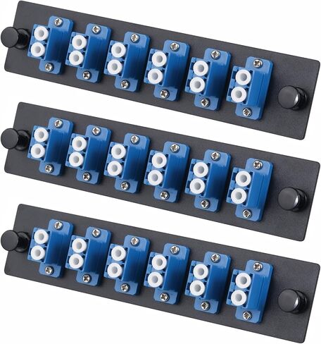 Fiber Patch Panel, 6 Duplex LC/UPC Singlemode Blue Adapters, 12 Fiber Ports (2-Pack) in Saudi Arabia