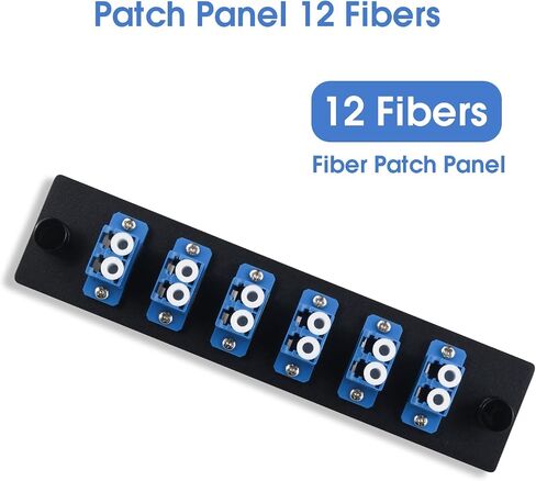 Fiber Patch Panel, 6 Duplex LC/UPC Singlemode Blue Adapters, 12 Fiber Ports (2-Pack) in Saudi Arabia