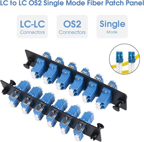Fiber Patch Panel, 6 Duplex LC/UPC Singlemode Blue Adapters, 12 Fiber Ports (2-Pack) in Saudi Arabia