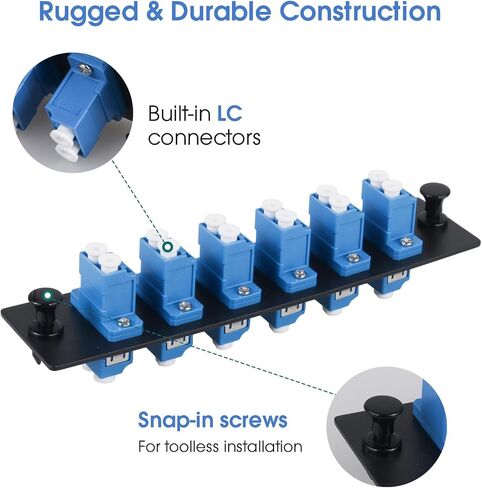 Fiber Patch Panel, 6 Duplex LC/UPC Singlemode Blue Adapters, 12 Fiber Ports (2-Pack) in Saudi Arabia