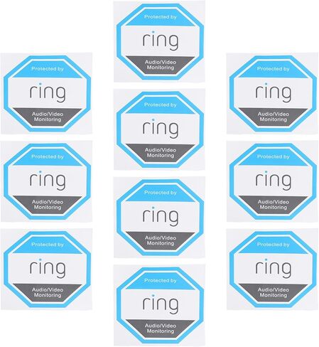 10pcs CCTV Doorblbell Camera Sticker Ring Doorbell Stickers PVC PVC مقاوم للماء الكاميرا علامة التحذير على ملصقات الأمان شارات CCTV في التشغيل ، 10x10 سم in Saudi Arabia