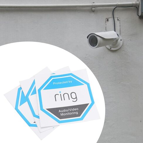 10pcs CCTV Doorblbell Camera Sticker Ring Doorbell Stickers PVC PVC مقاوم للماء الكاميرا علامة التحذير على ملصقات الأمان شارات CCTV في التشغيل ، 10x10 سم in Saudi Arabia