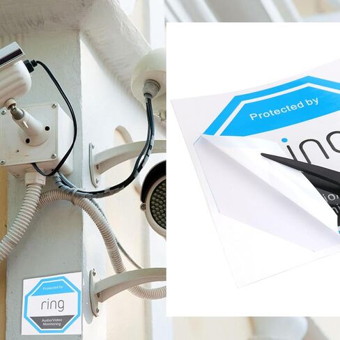 10pcs CCTV Doorblbell Camera Sticker Ring Doorbell Stickers PVC PVC مقاوم للماء الكاميرا علامة التحذير على ملصقات الأمان شارات CCTV في التشغيل ، 10x10 سم in Saudi Arabia