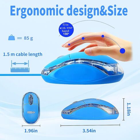 SOON GO Pink Mouse,Computer Mouse,with 1.5m Pink USB Cable - Compatible with Windows, Linux, Mac, Laptop, PC & Desktop - Ideal for Office, Home, Business, School, Kids & Women in Kuwait