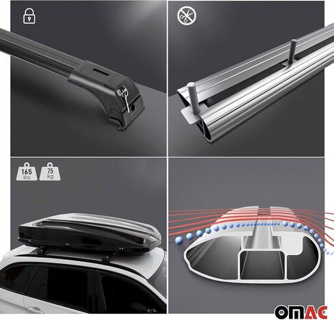 Omac Lockable Rack Rack Cross Bars Carrier Luggage Carrier لـ Kia Sorento 2021-2025 أسود مضاد للسرقة للسفر قوارب الزوارق تزلج التزلج على الجليد التزلج على الجليد in Saudi Arabia