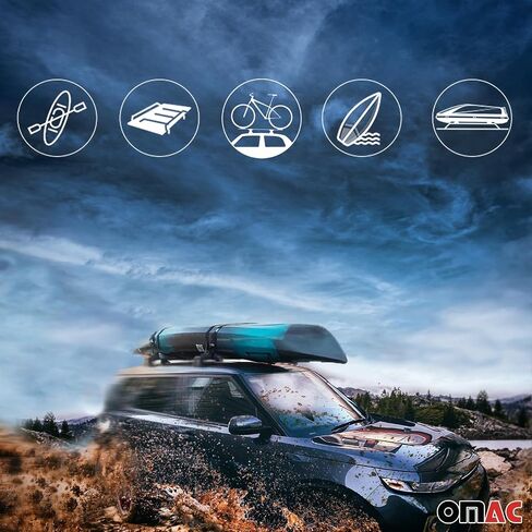Omac Lockable Rack Rack Cross Bars Carrier Luggage Carrier لـ Kia Sorento 2021-2025 أسود مضاد للسرقة للسفر قوارب الزوارق تزلج التزلج على الجليد التزلج على الجليد in Saudi Arabia
