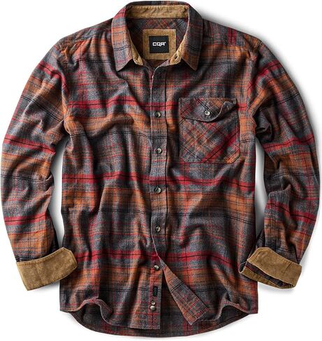 قميص CQR Men All Cotton Flannel ، زر طويل الأكمام غير الرسمي لأسفل قميص منقو in Kuwait