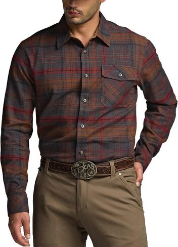 قميص CQR Men All Cotton Flannel ، زر طويل الأكمام غير الرسمي لأسفل قميص منقو in Kuwait