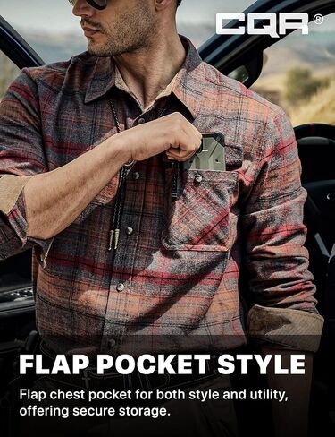 قميص CQR Men All Cotton Flannel ، زر طويل الأكمام غير الرسمي لأسفل قميص منقو in Kuwait