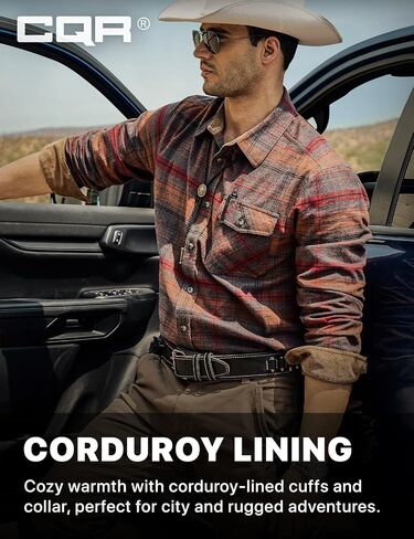 قميص CQR Men All Cotton Flannel ، زر طويل الأكمام غير الرسمي لأسفل قميص منقو in Kuwait