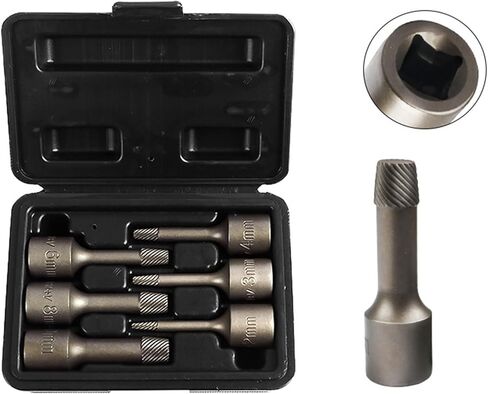 6pcs 3/8 تالفة رأس المسمار المسمار التالفة إصلاح أداة إزالة المسمار مع مربع حمل الصلب محمول للصناعة in Kuwait