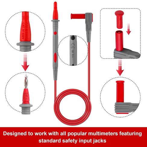 6PCS Multimeter Testive Test Leads Kit ، خيوط اختبار المكونات الموز مع مسبار الإبرة ، مجموعة خيوط متعددة المقاطع مع مقاطع التمساح 2MM و 4 مم لمجموعة اختبار القياس الكهربائي الرقمي Multimeter in Saudi Arabia