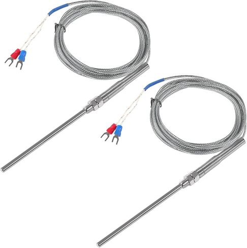 Alinan 2pcs 2M/Approx 6.6Ft 50MM Probe M8 Pipe Thread Temperature Sensor Probe Two Wire Temperature Controller (0~400℃) K-Type Stainless Steel Thermocouple in Saudi Arabia