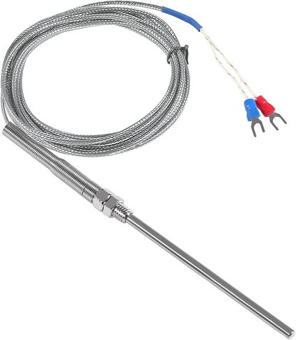 Alinan 2pcs 2M/Approx 6.6Ft 50MM Probe M8 Pipe Thread Temperature Sensor Probe Two Wire Temperature Controller (0~400℃) K-Type Stainless Steel Thermocouple in Saudi Arabia