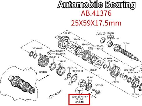 1PCS AB.41376.Y.S.04/03/01 25 * 59 * 17.5MM محمل نقل 32203-00Q0A 322754793R in Saudi Arabia