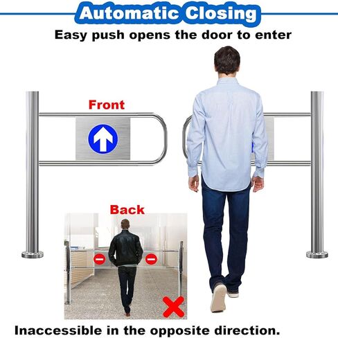 Automatic Closing Swing Gate - Spring-Loaded One-Way Door for Supermarkets & Libraries, Stainless Steel Pedestrian Passage Door (150x100 cm) - Safety & Convenience in Kuwait