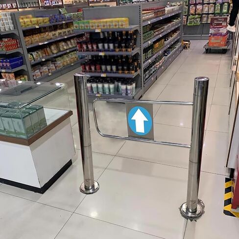 Stainless Steel Manual Rebound Swing Door, Heavy Duty One-Way Automatic Gate, Push-Design Commercial Entrance for Stores, 95cm Wide (37 2/5") - Silver-R in Saudi Arabia