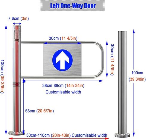 باب التأرجح التلقائي من الفولاذ المقاوم للصدأ مع حامول للمكتبات والمتاجر ومراكز التسوق-جهاز مدخل/مخرج في اتجاه واحد (يساري WXH: 80x100 سم) in Kuwait