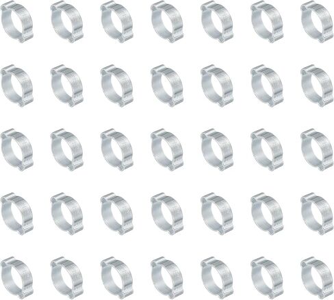 PATIKIL 35 Pack 13-15mm Double Ear Hose Clamp, Galvanized Steel O Clip Crimp Rings for Fuel Petrol Pipe Tube Fitting Connections, Silver Tone in Saudi Arabia