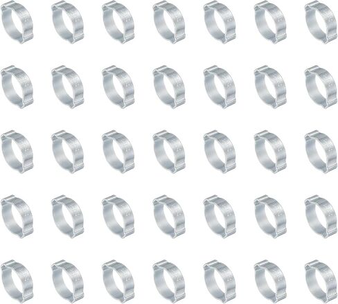 PATIKIL 35 Pack 13-15mm Double Ear Hose Clamp, Galvanized Steel O Clip Crimp Rings for Fuel Petrol Pipe Tube Fitting Connections, Silver Tone in Saudi Arabia