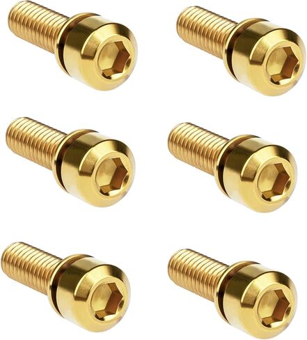 Titanium Bolt for Bike Stem M5x16/18/20mm Socket Cap Head Screws with Washer Pack of 6 (M5x18mm, Gold) in Kuwait