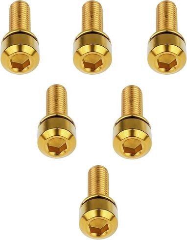 Titanium Bolt for Bike Stem M5x16/18/20mm Socket Cap Head Screws with Washer Pack of 6 (M5x18mm, Gold) in Kuwait