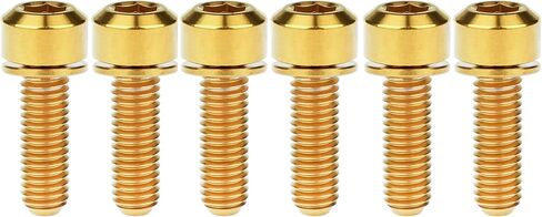 Titanium Bolt for Bike Stem M5x16/18/20mm Socket Cap Head Screws with Washer Pack of 6 (M5x18mm, Gold) in Kuwait
