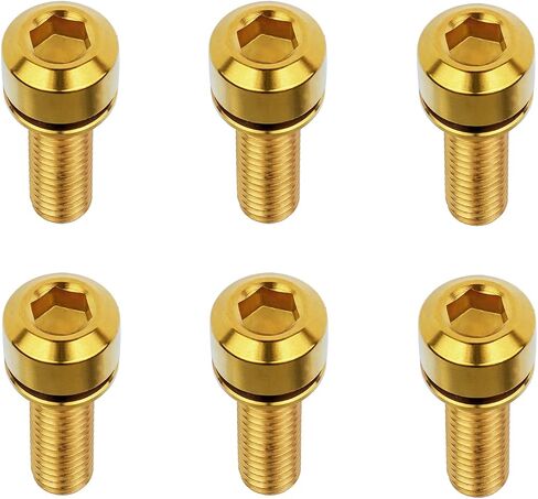 Titanium Bolt for Bike Stem M5x16/18/20mm Socket Cap Head Screws with Washer Pack of 6 (M5x18mm, Gold) in Kuwait