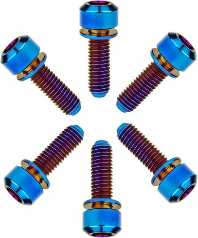 Titanium Bolt for Bike Stem M5x16/18/20mm Socket Cap Head Screws with Washer Pack of 6 (M5x18mm, Gold) in Kuwait