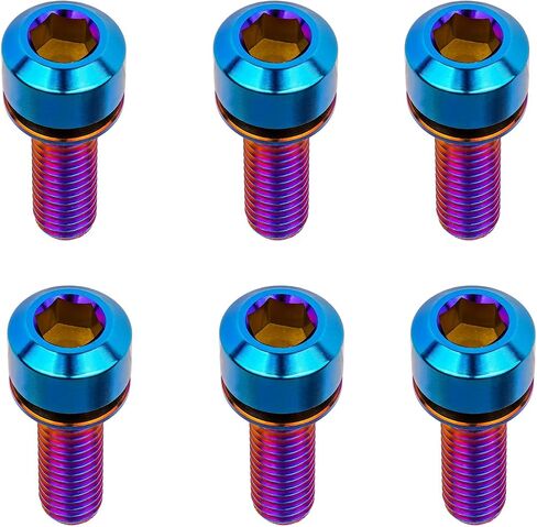 Titanium Bolt for Bike Stem M5x16/18/20mm Socket Cap Head Screws with Washer Pack of 6 (M5x18mm, Gold) in Kuwait