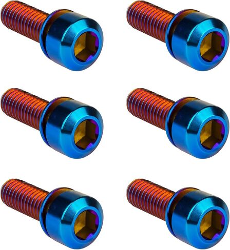 Titanium Bolt for Bike Stem M5x16/18/20mm Socket Cap Head Screws with Washer Pack of 6 (M5x18mm, Gold) in Kuwait
