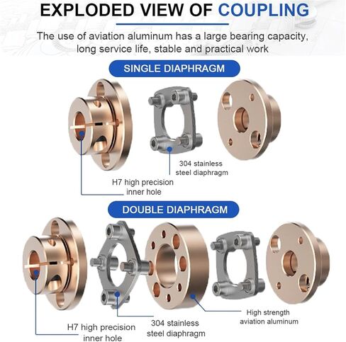 Flange Coupling LE D45L35/50 Flexible Motor Shaft Coupler Aluminium Diaphragms Universal Joint for 3D Printer Cardan(LE2-B-D45L50-13X13) in Saudi Arabia