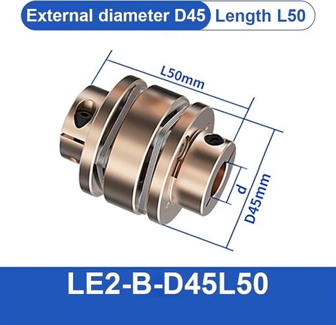 Flange Coupling LE D45L35/50 Flexible Motor Shaft Coupler Aluminium Diaphragms Universal Joint for 3D Printer Cardan(LE2-B-D45L50-13X13) in Saudi Arabia