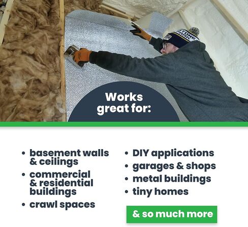 EcoFoil Single Bubble Insulation Roll 48" x 125' (500 sq. ft.), 3.175mm Thick, Single Bubble Reflective Foil Insulation Roll Reflects 96% Radiant Heat, Radiant Barrier, Made in Canada, Foil Color in Saudi Arabia