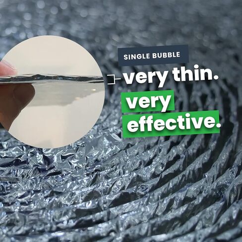 EcoFoil Single Bubble Insulation Roll 48" x 125' (500 sq. ft.), 3.175mm Thick, Single Bubble Reflective Foil Insulation Roll Reflects 96% Radiant Heat, Radiant Barrier, Made in Canada, Foil Color in Saudi Arabia