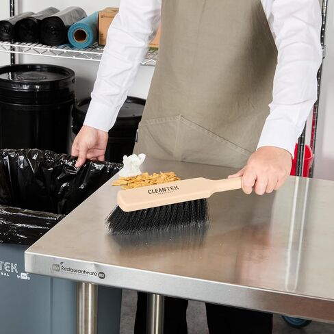 Restaurantware-Clean Tek Professional 13.78 Inch Counter Brush, 1 Heavy-Duty Hand Broom Brush - Flagged Bristles, Ergonomic Handle, Beige Plastic Cleaning Scrub, for Sweeping, Dusting, Woodworking in Saudi Arabia