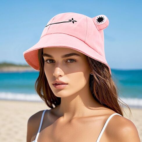 Haoohu 5 Pieces Frog Hat Adults Frog Bucket Hat Travel Beach Festival Summer Sun Hat Dress up Party Animal Headwear in Kuwait
